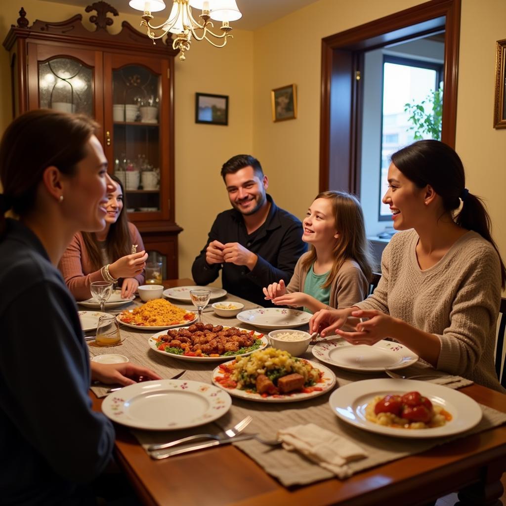 Enjoying a Traditional Spanish Meal with an Ester's Homestay Family