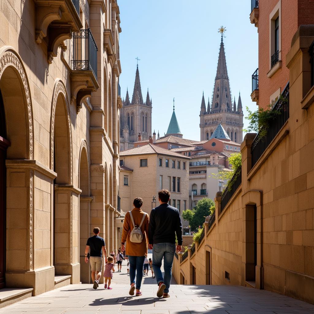 Exploring the architecture of Barcelona during an aon homestay.