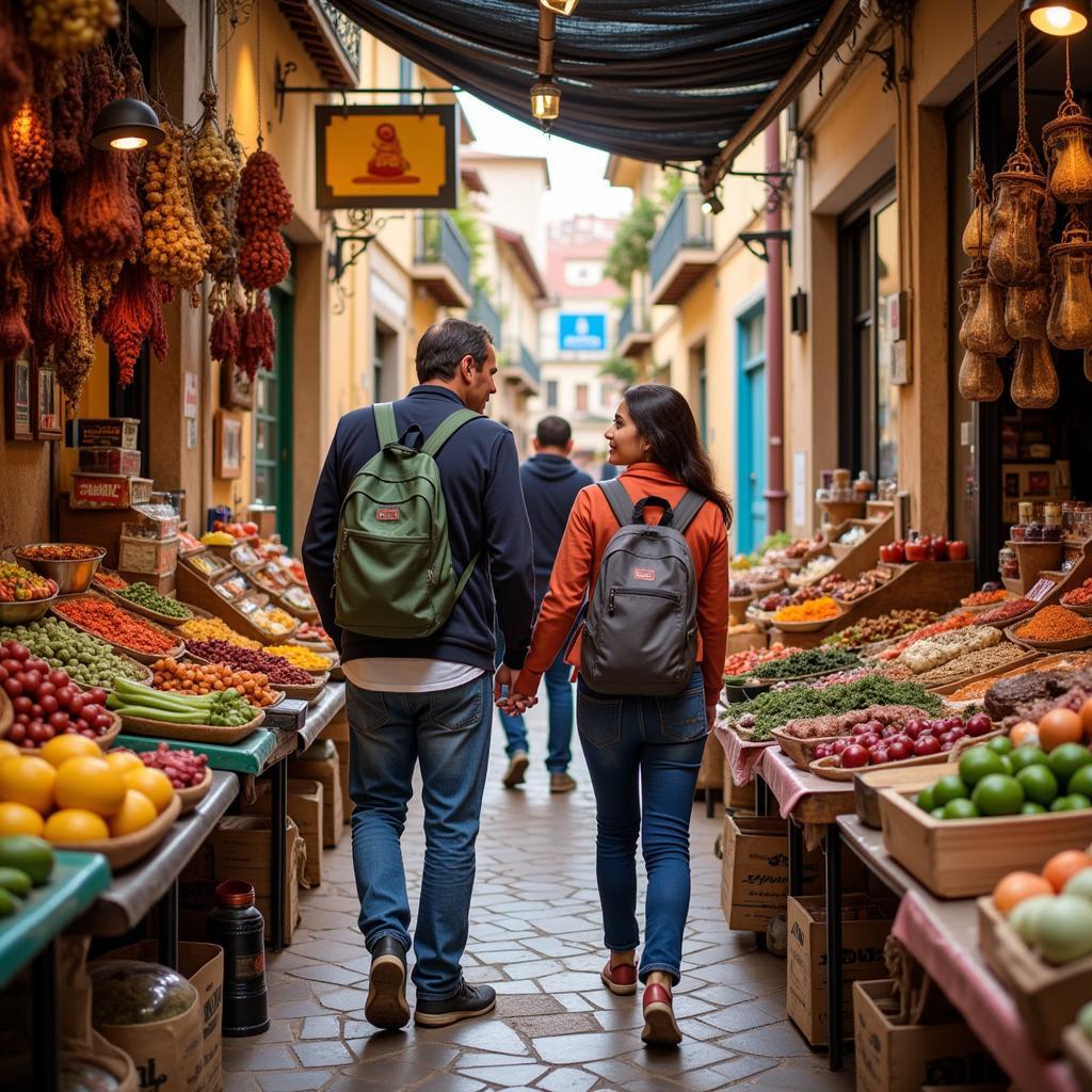 Exploring Local Market with Host Family in Spain