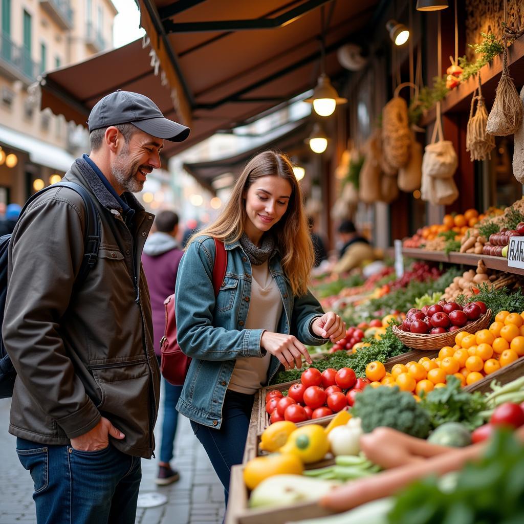 Exploring a Local Market During a Spanish Homestay