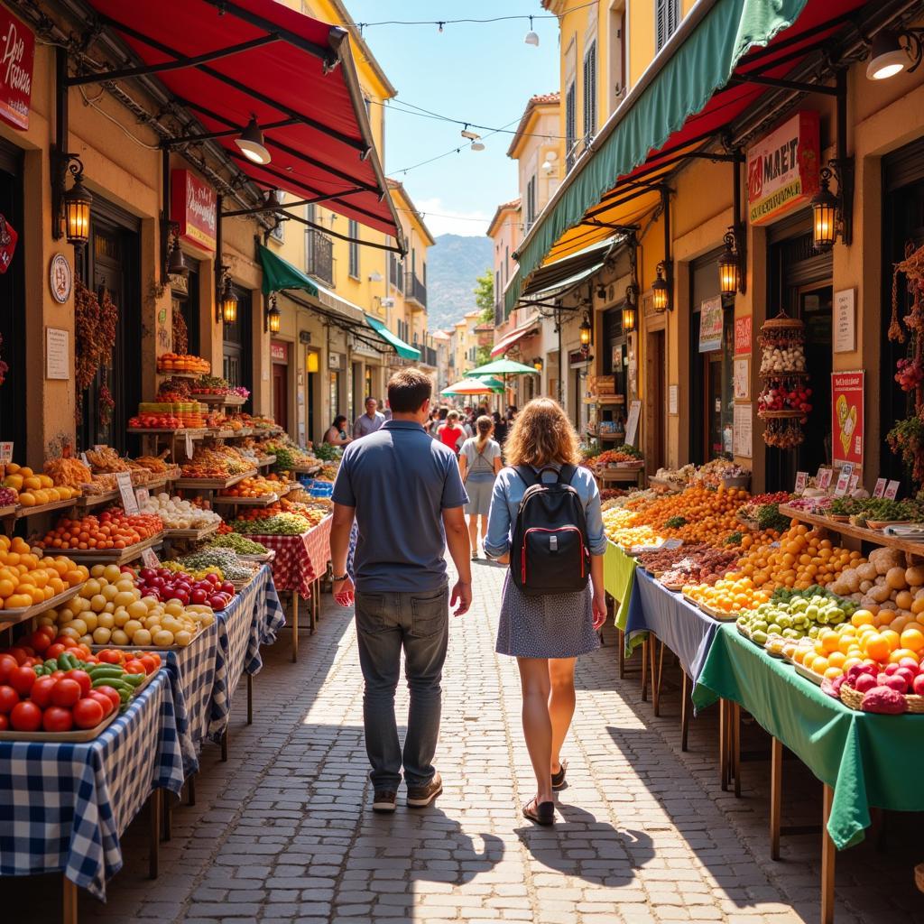 Exploring a Vibrant Local Market with Your Homestay Family