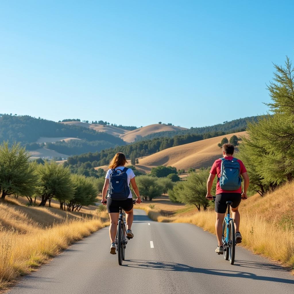 Exploring the Spanish countryside by bicycle during a homestay