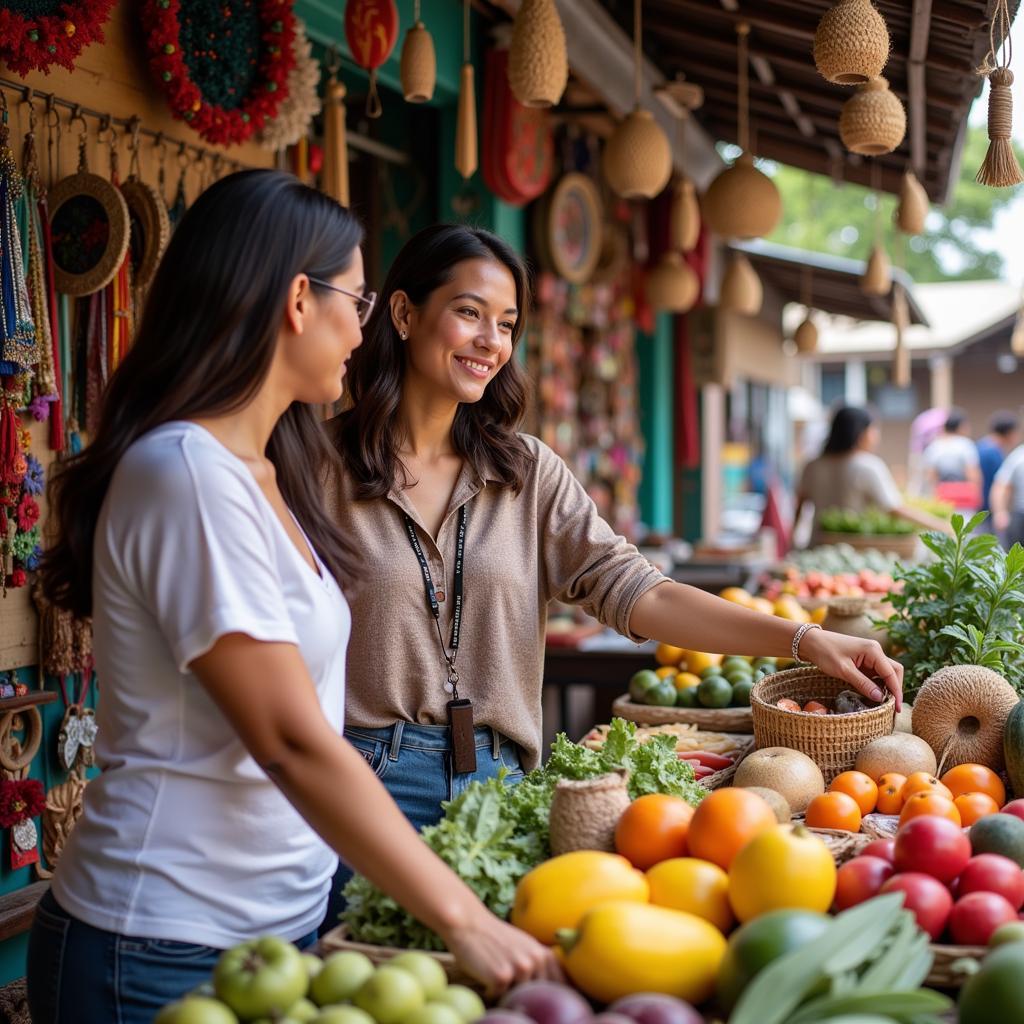 Exploring a vibrant Spanish market with a friendly host