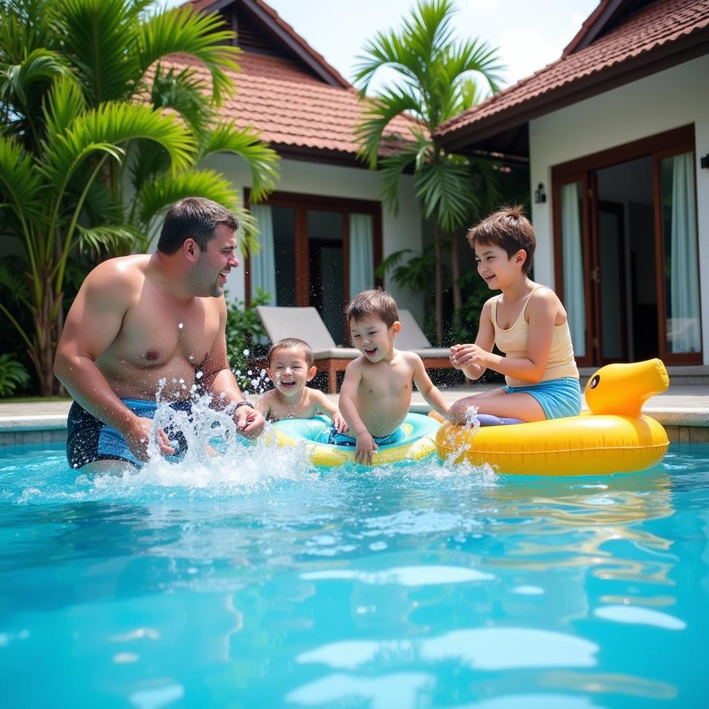 Family Fun in a Langkawi Homestay Pool