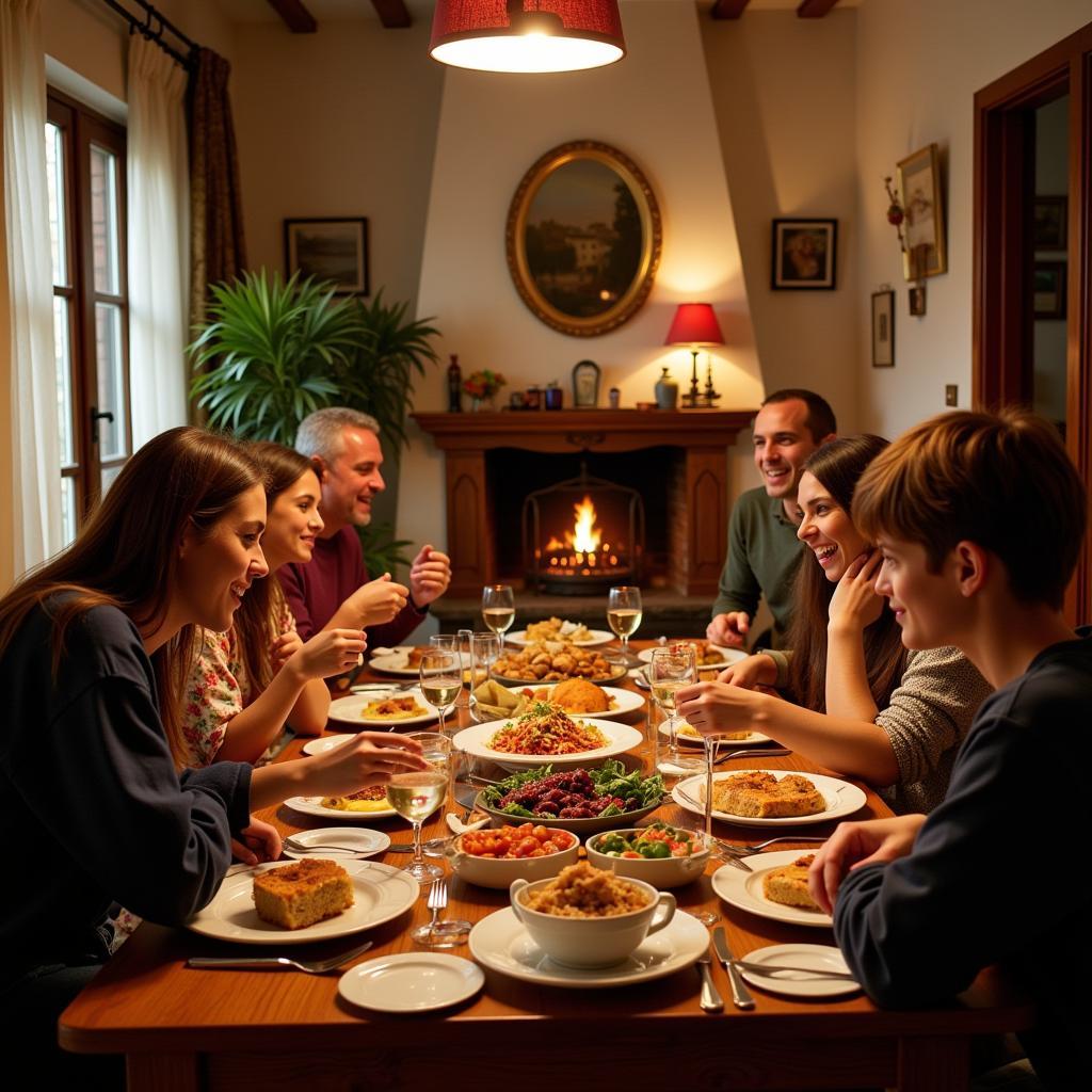 Family Dinner in a Spanish Homestay