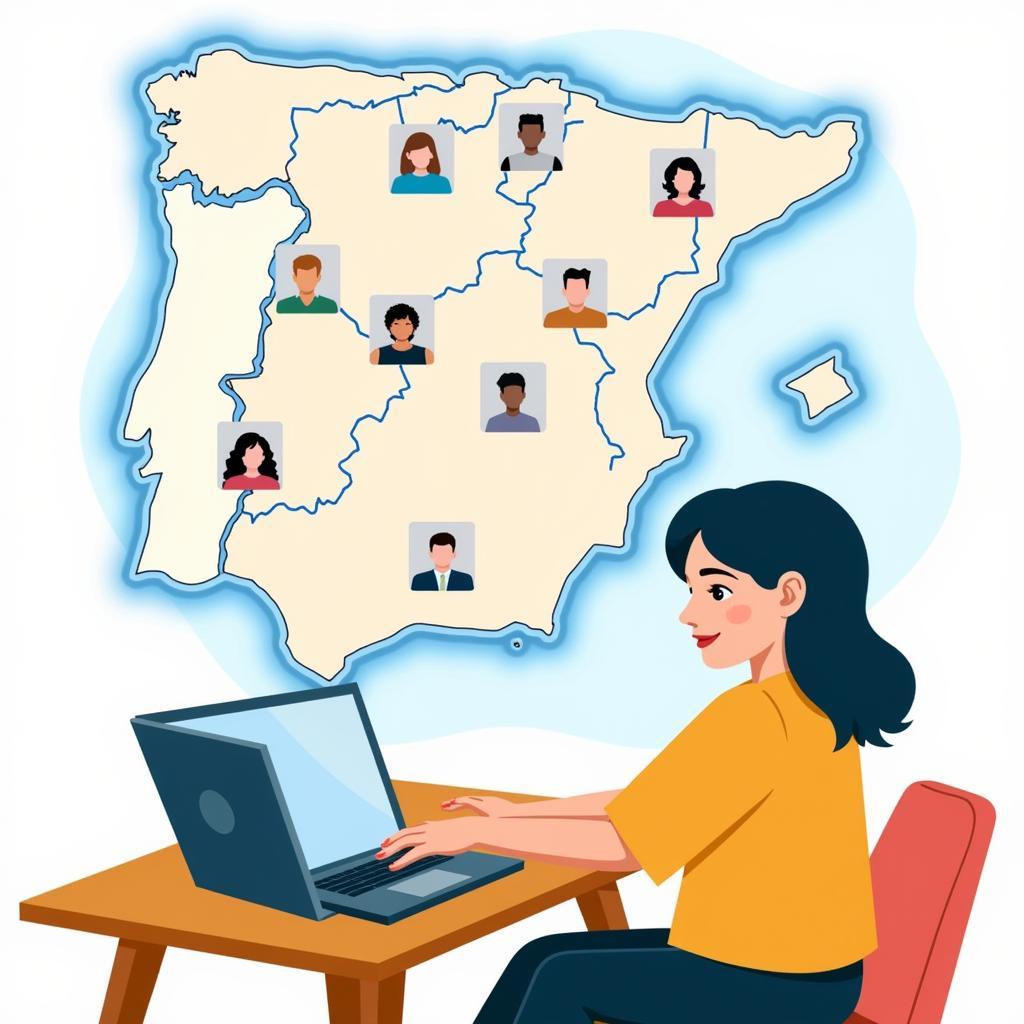 A person searching for homestay opportunities in Spain using a laptop, showcasing the online resources available for finding the perfect match.