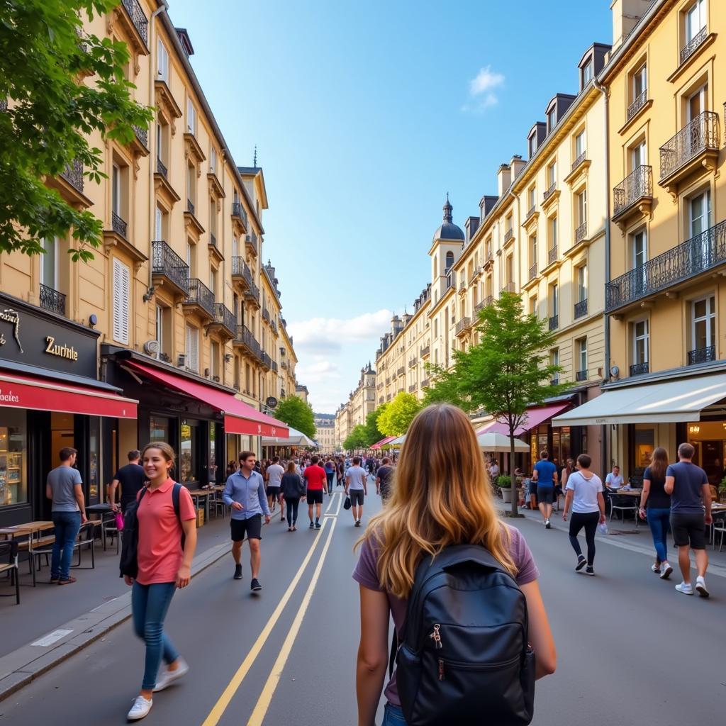 Homestay student exploring a French city