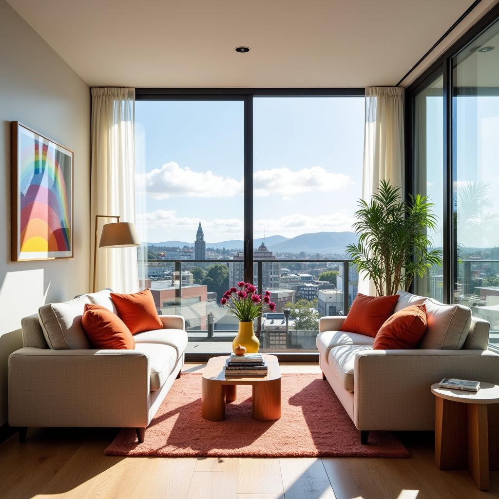 Cozy living room in a gay homestay in Wellington