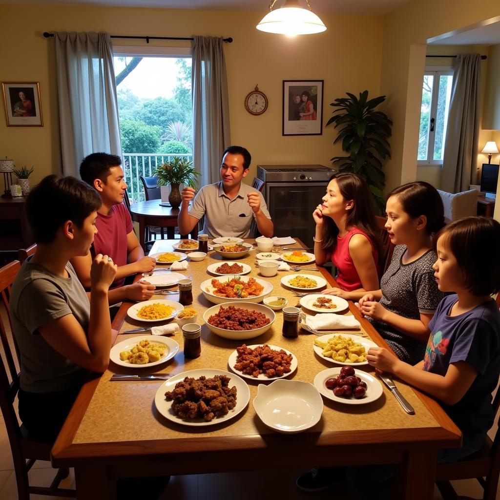 Enjoying a delicious home-cooked meal with a Malaysian family during a Georgetown homestay