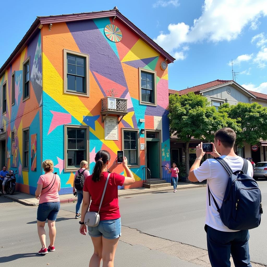 Exploring the vibrant street art scene near a Georgetown homestay