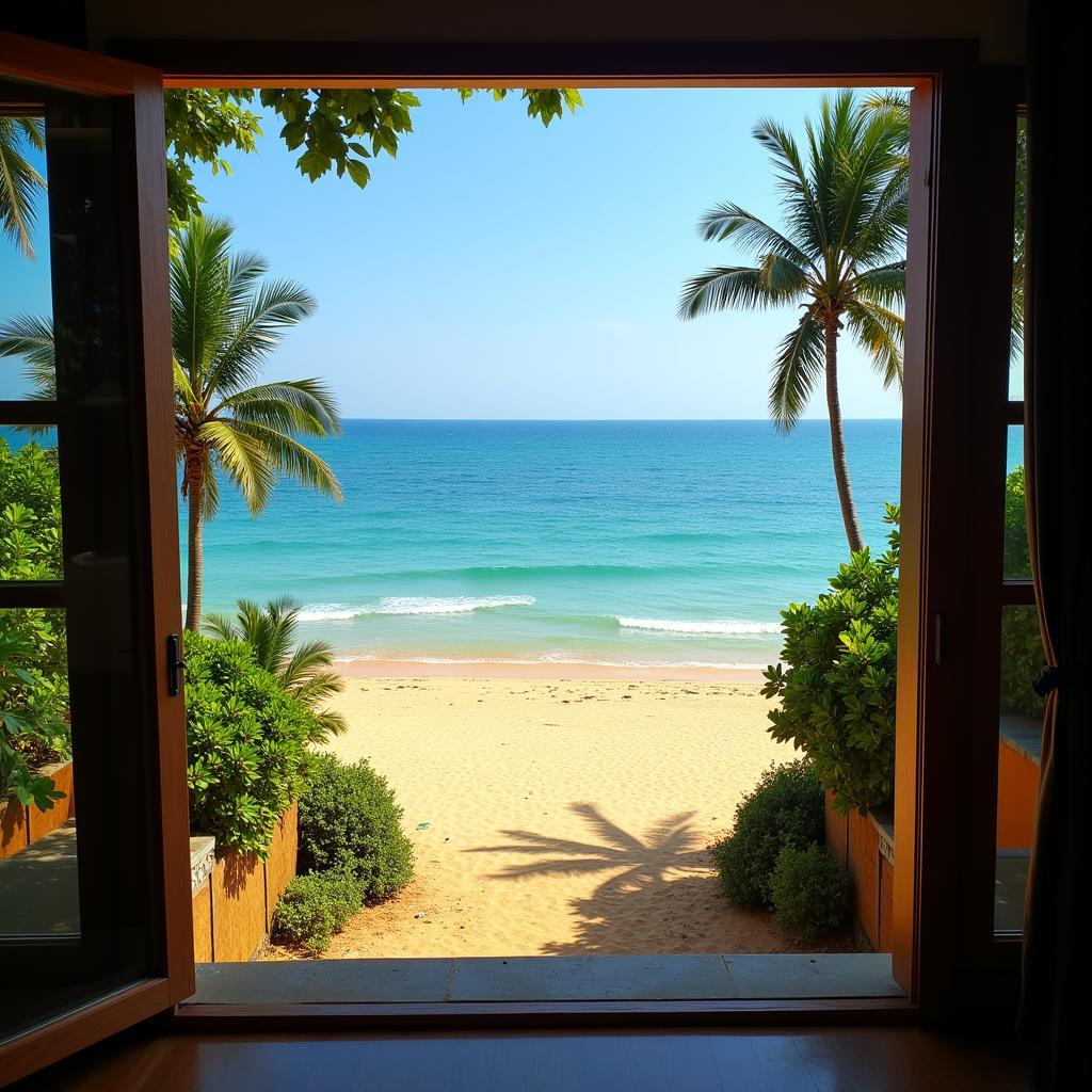 View of the beach from a Goa homestay