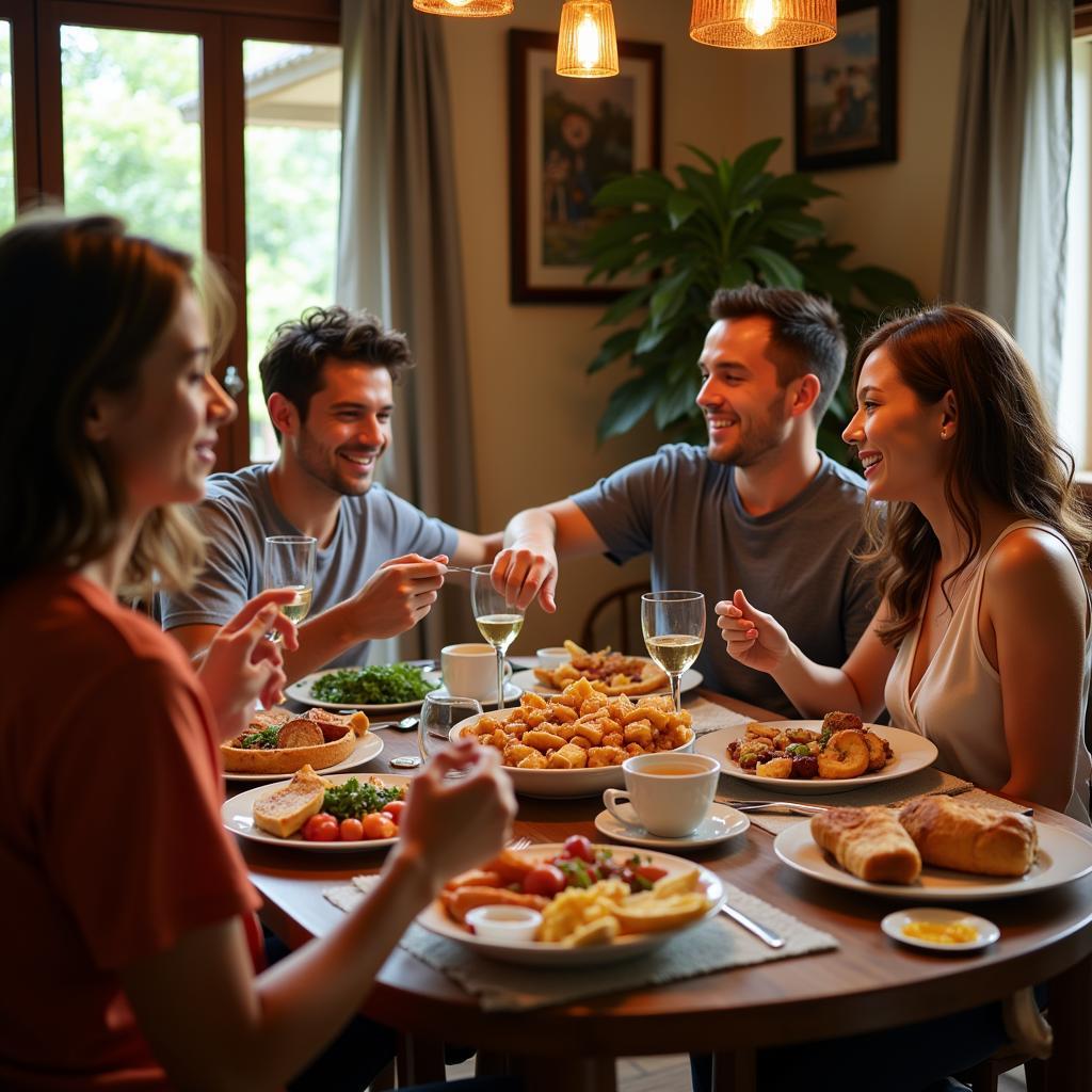 Enjoying a traditional family meal in a Gokarna homestay