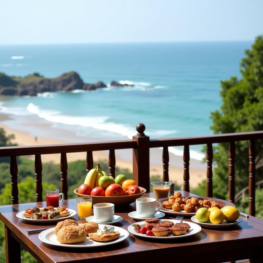 Ocean view breakfast at a Gokarna homestay