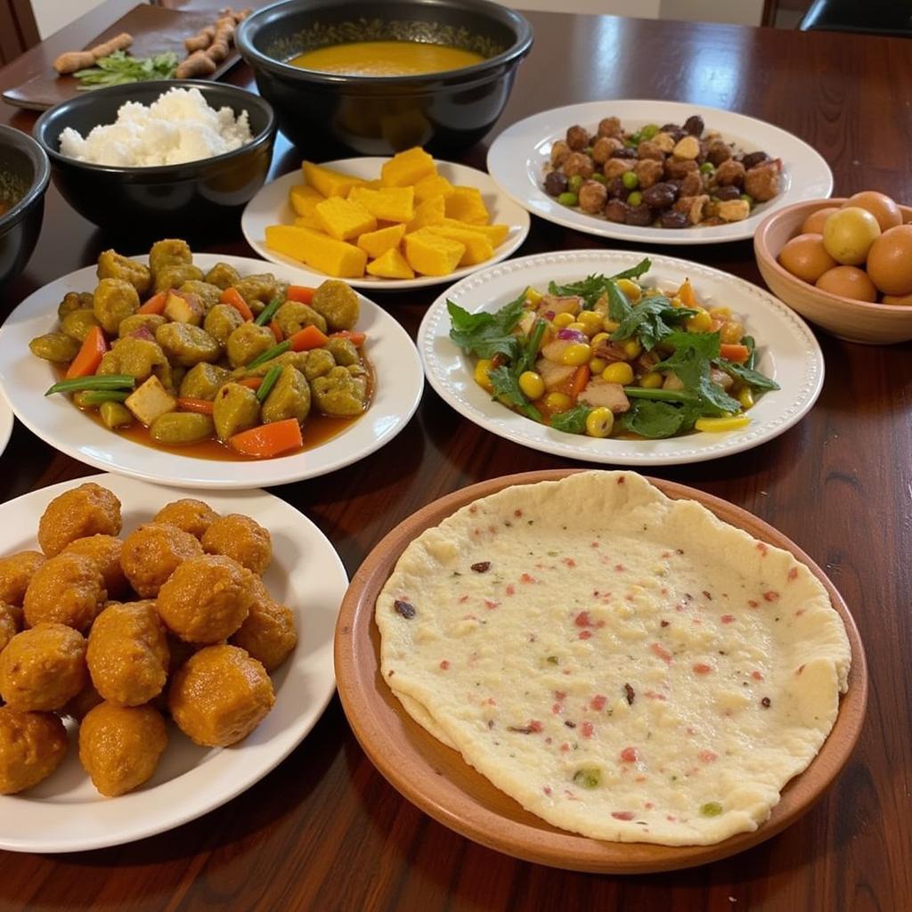 Traditional Coorg meal being served at Green Vista Homestay