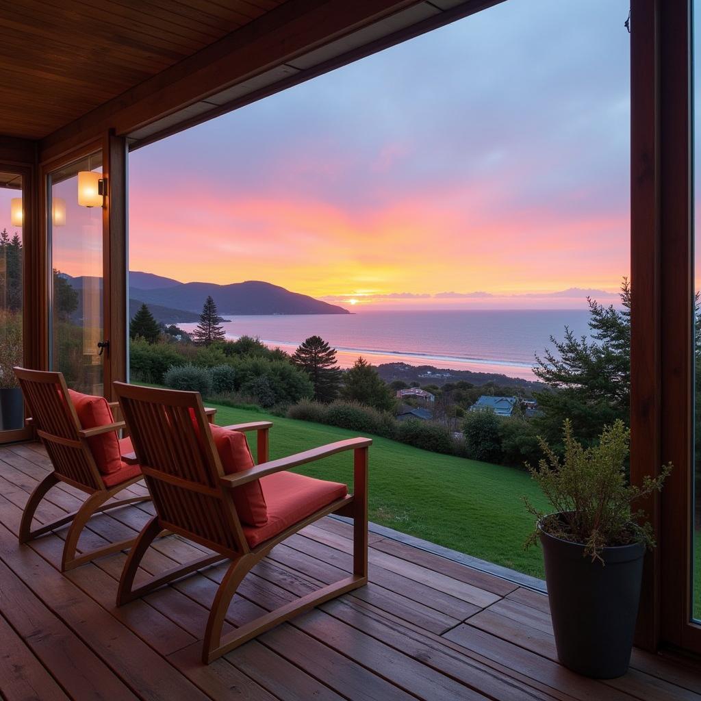 Hastings New Zealand homestay with a stunning coastal view