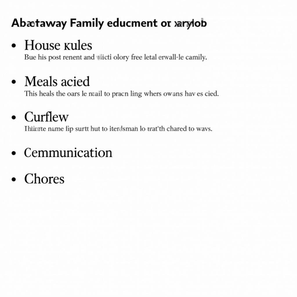 Key components outlined in a homestay agreement document