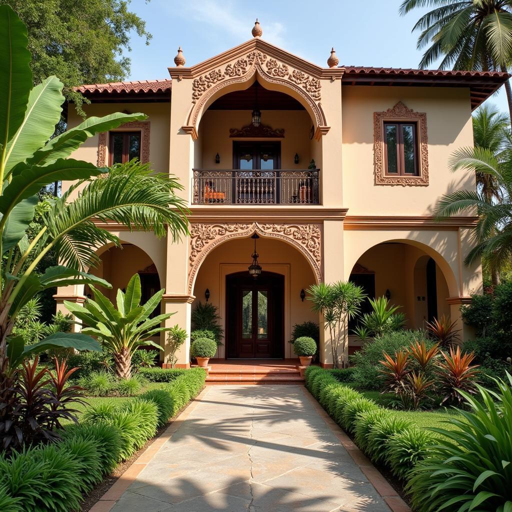 Unique homestay architecture blending Spanish and Malaysian styles