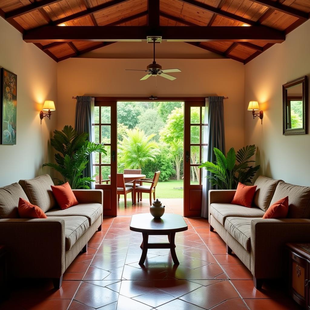 Cozy living room in an Arpora homestay