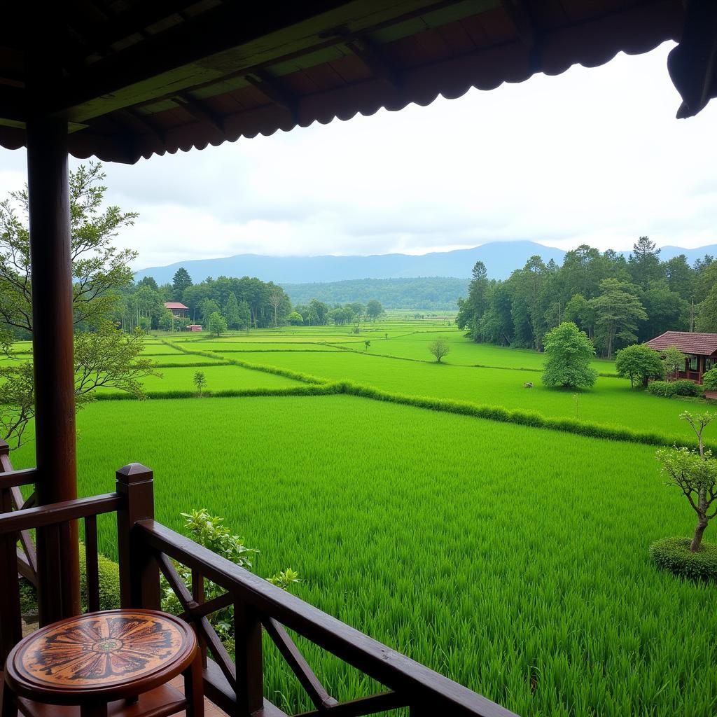 Stunning View of Rice Paddies from a Balinese Homestay