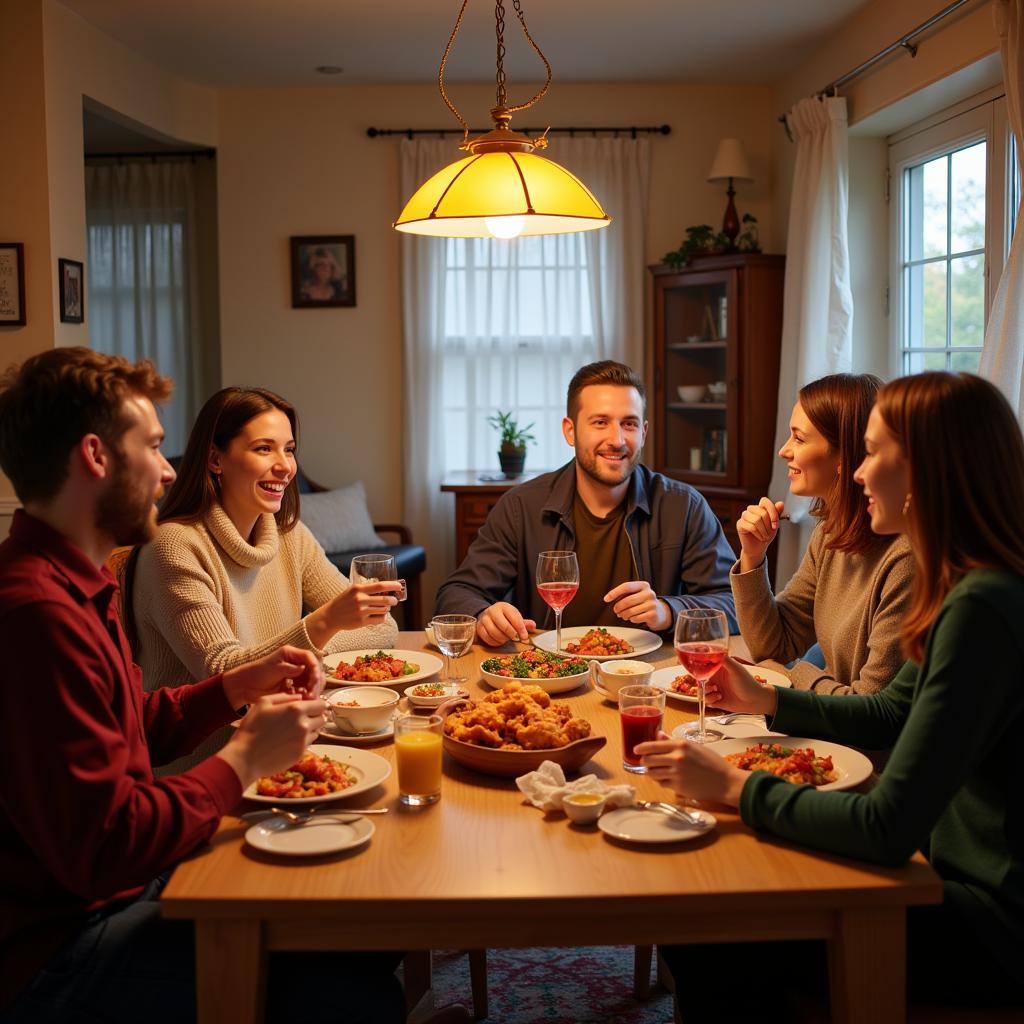 Family Dinner in an English Homestay