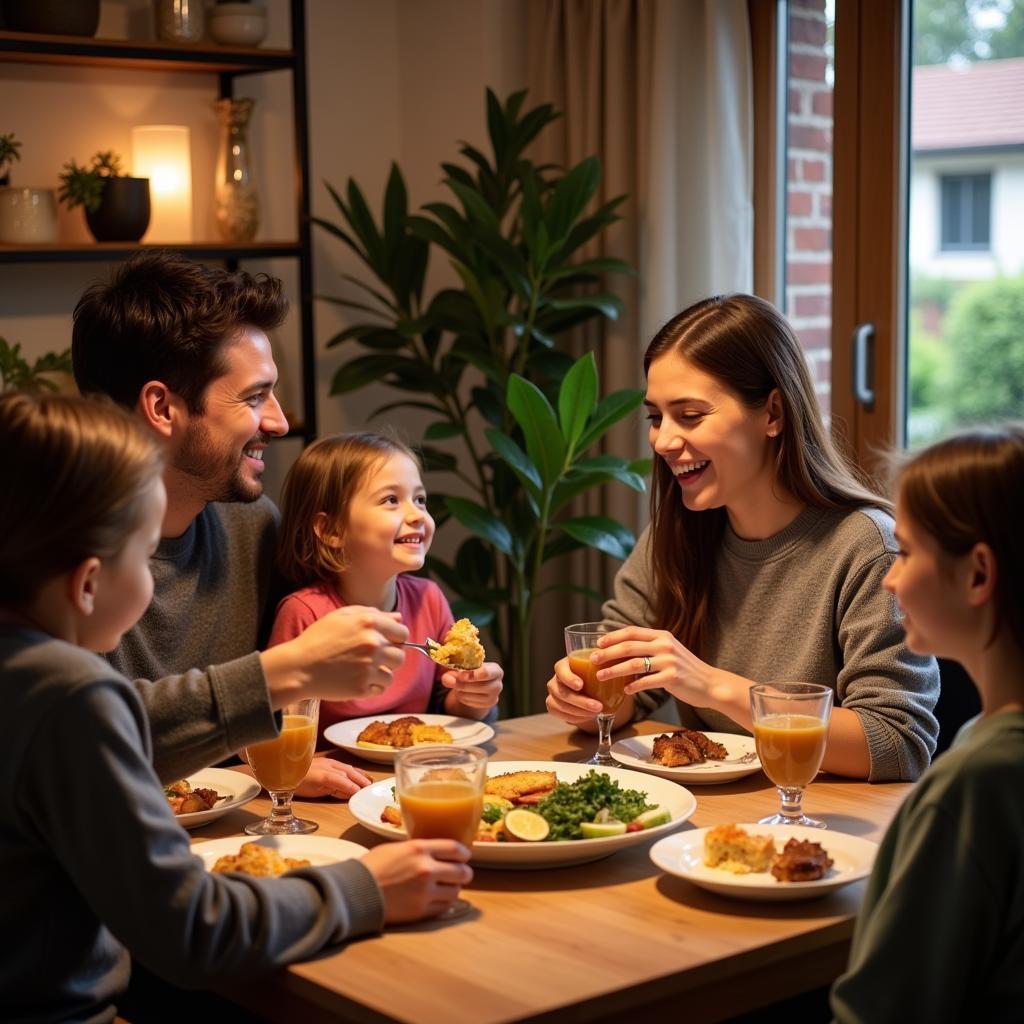 Melbourne Homestay Family enjoying dinner together