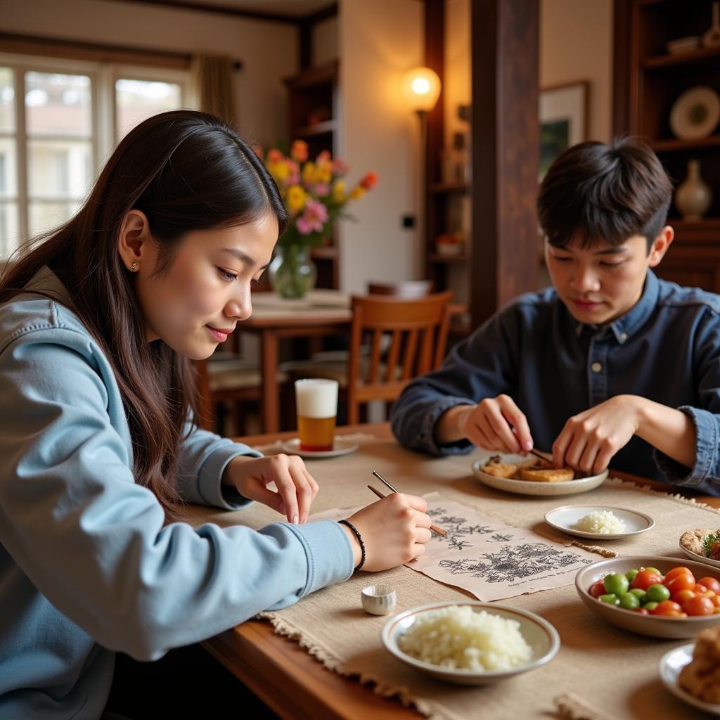 Homestay Guardian Engaging in Cultural Exchange