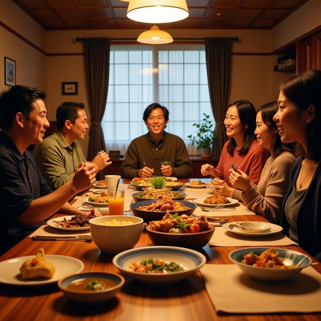 Family Dinner in a Japanese Homestay