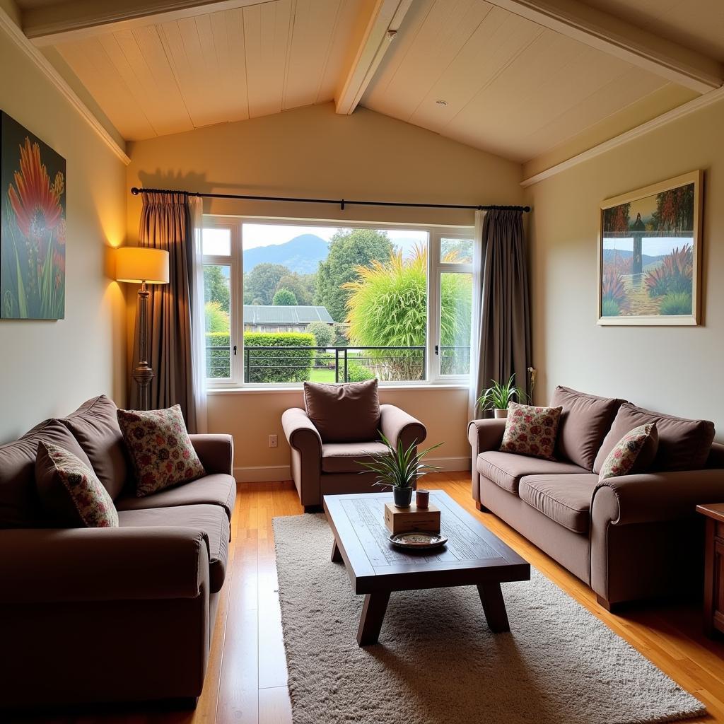 Cozy living room in a New Zealand homestay