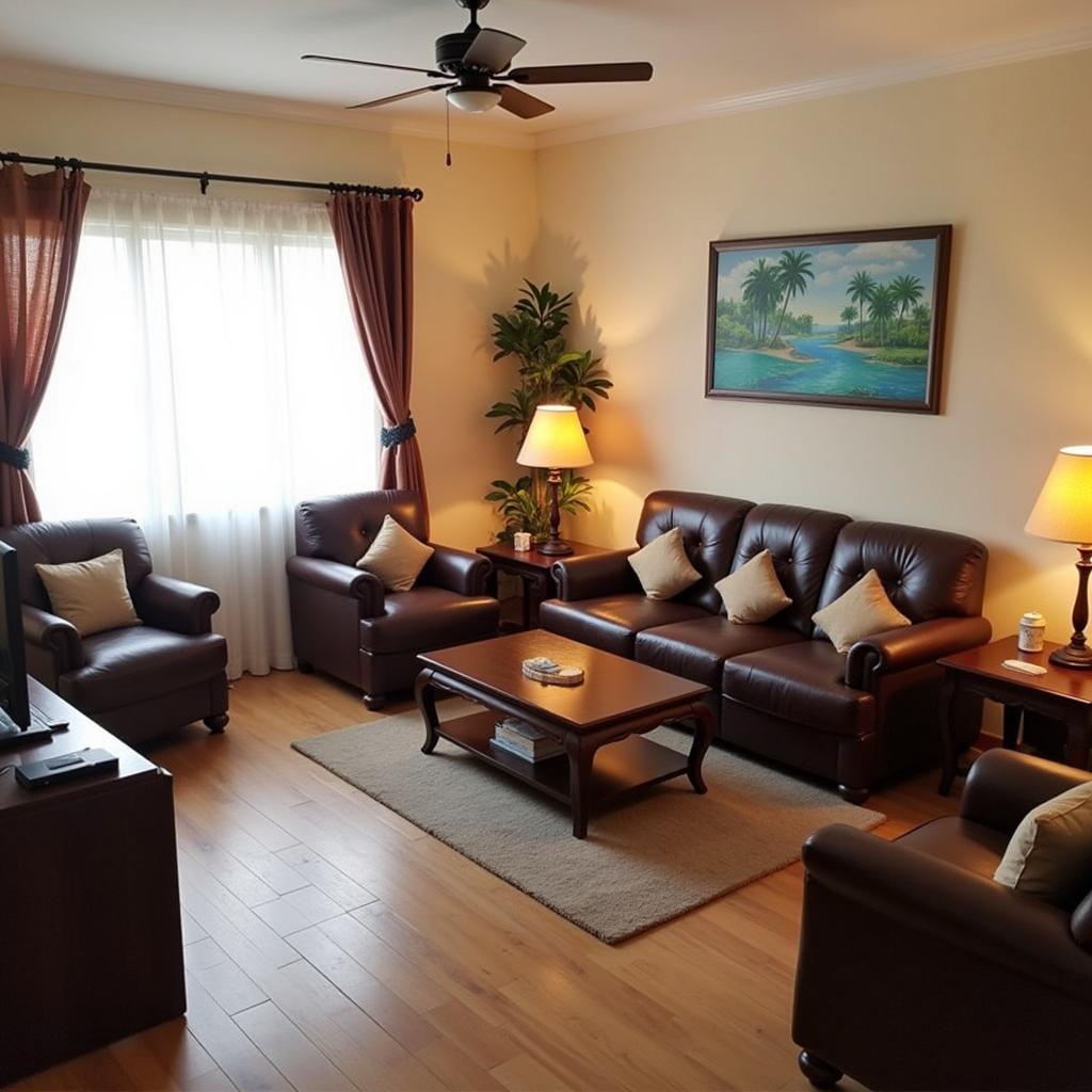 Relaxing in the comfortable living room of a Manjung Perak homestay