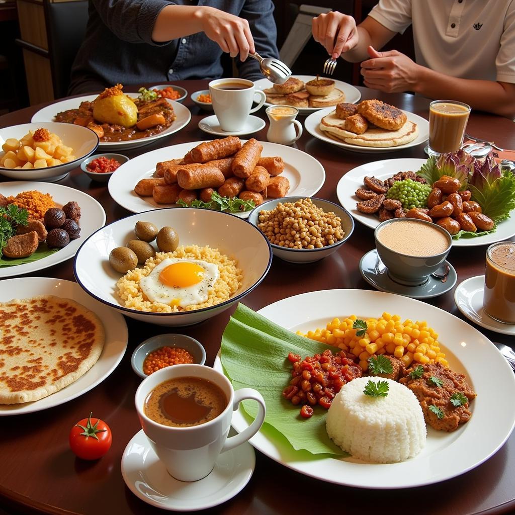 Delicious Malaysian breakfast served in a homestay