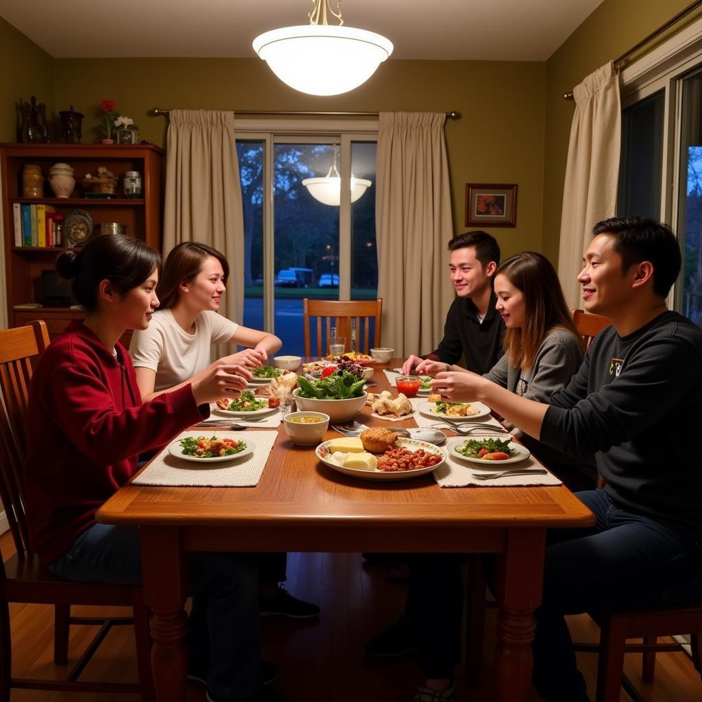 Family dinner at a homestay near Langara