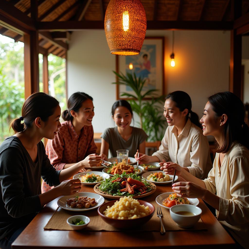 Family dinner at a homestay near Patong Beach