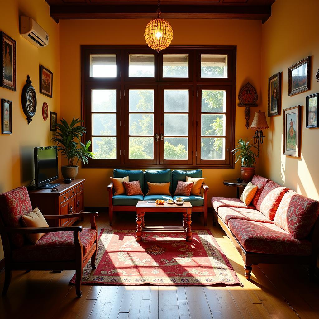 Cozy living room in a Pondicherry homestay