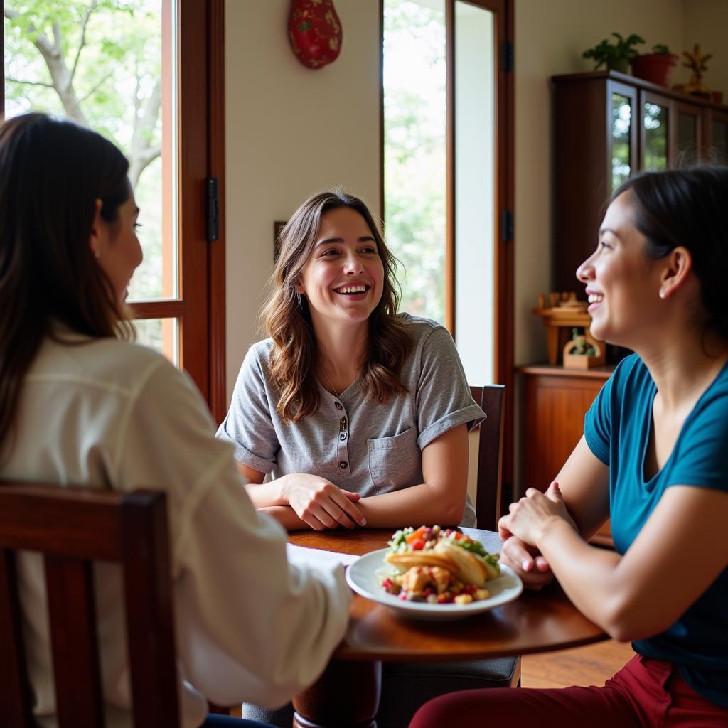 Interacting with a family in a Pondicherry homestay