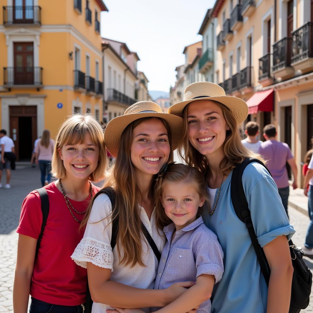 A guest participating in a local cultural activity with their host family.