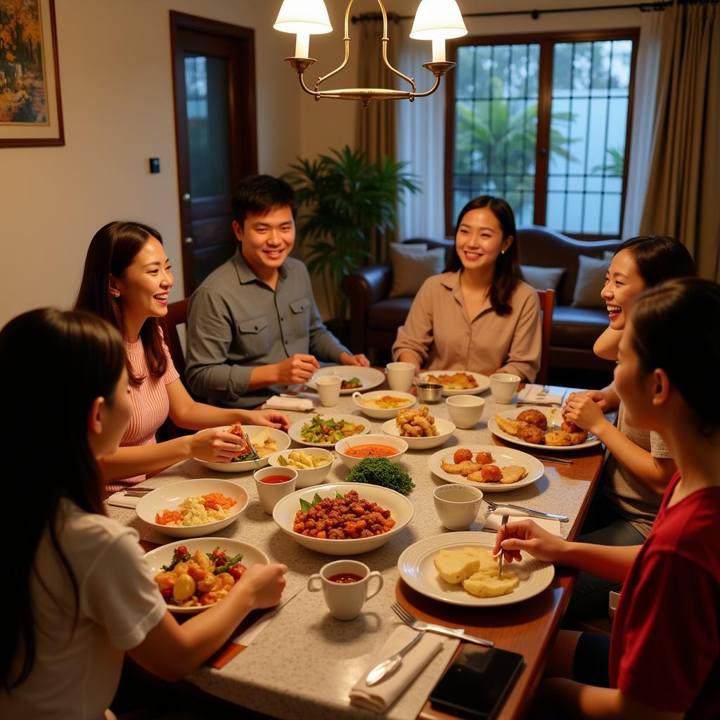 Enjoying a delicious home-cooked meal with your homestay family in Setapak, Kuala Lumpur