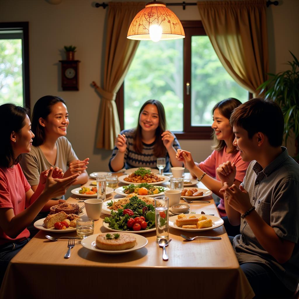 Family dinner at Homestay Sibu Hj Kipli