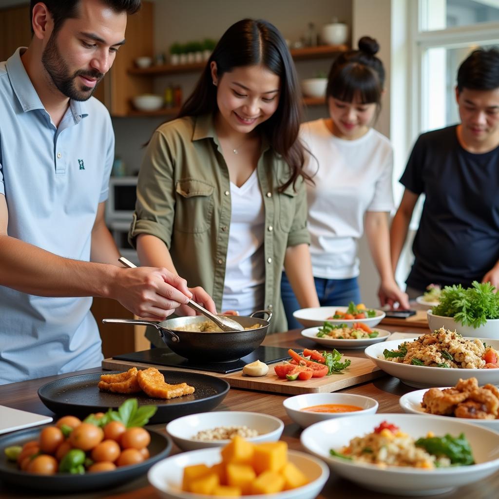 Learning to cook Singaporean dishes in a homestay