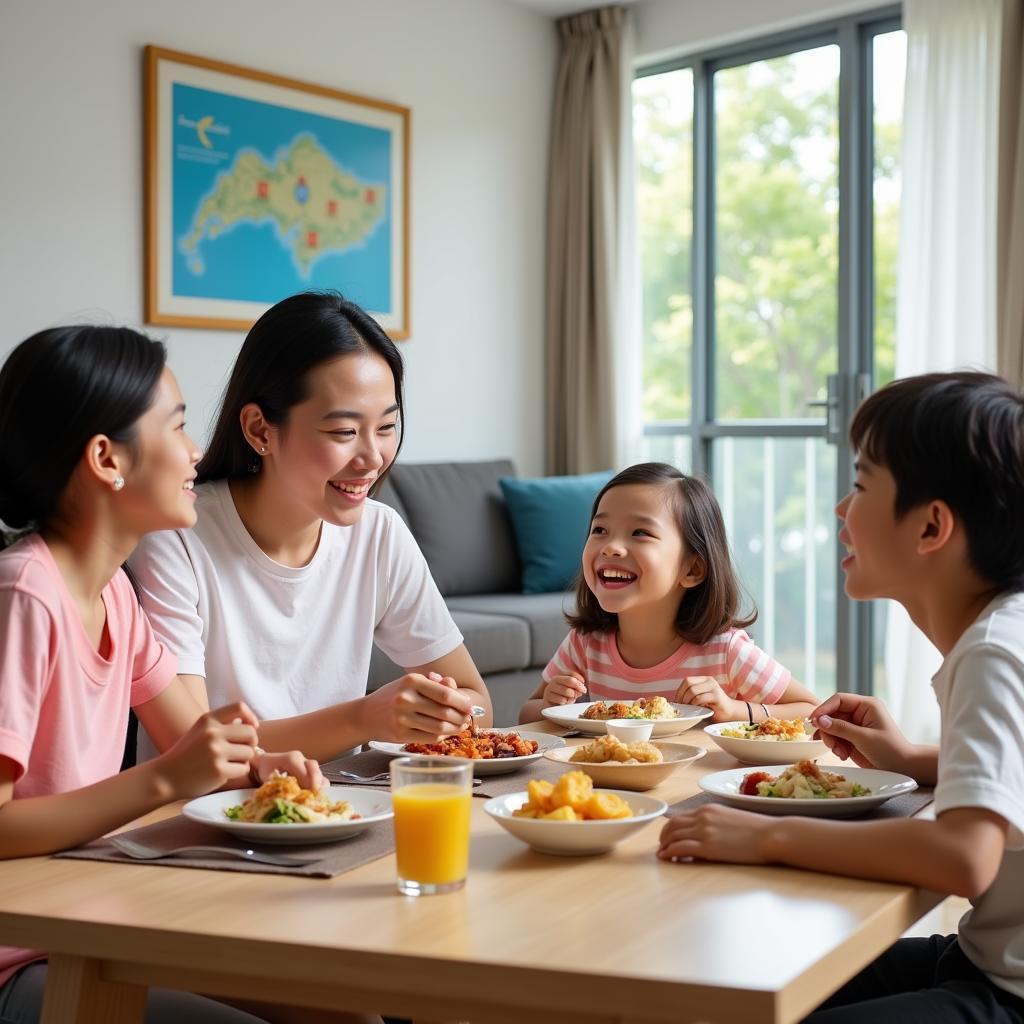 Family enjoying a homestay near USS