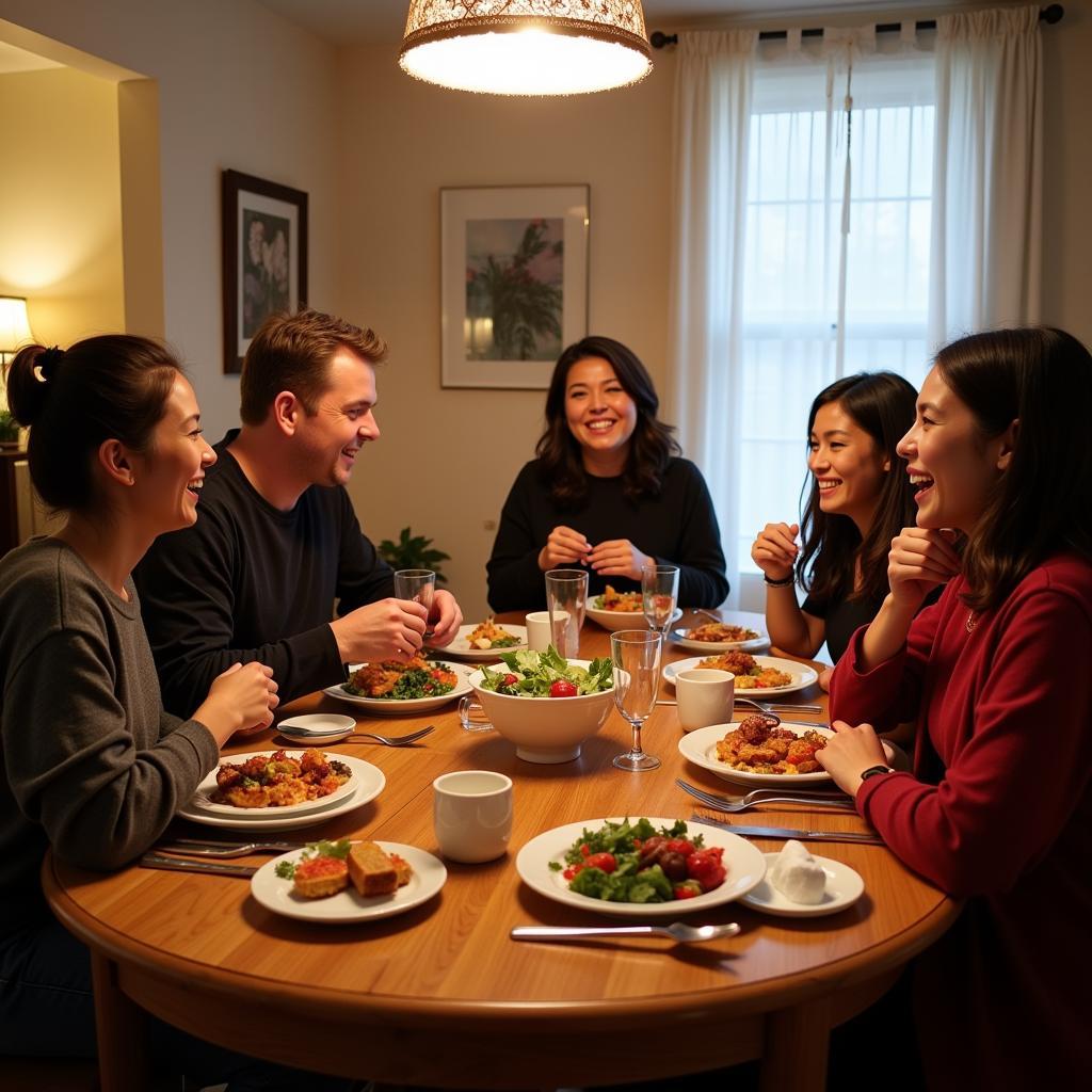 Family dinner in a Santa Monica homestay