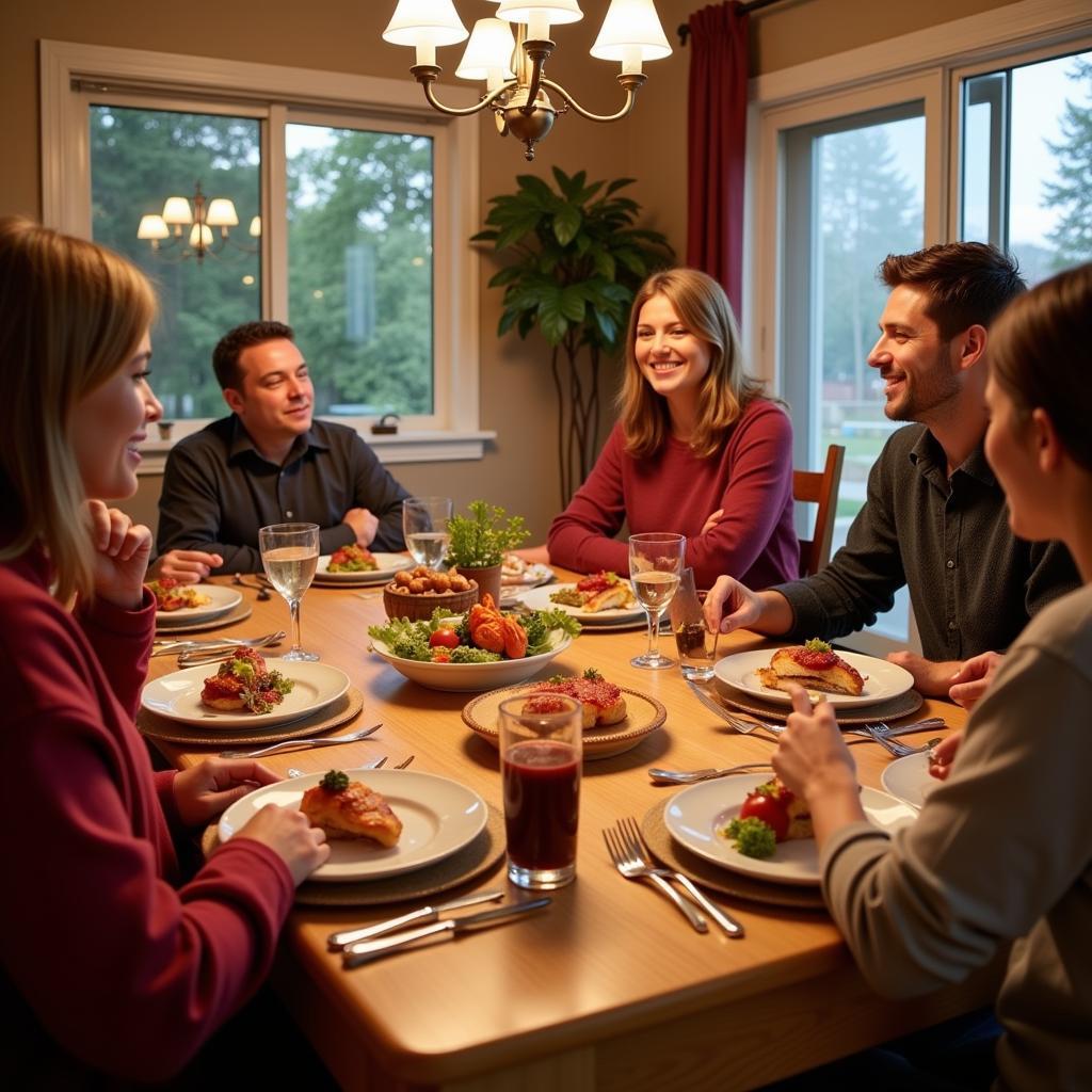 Family Dinner at a South Surrey White Rock Homestay