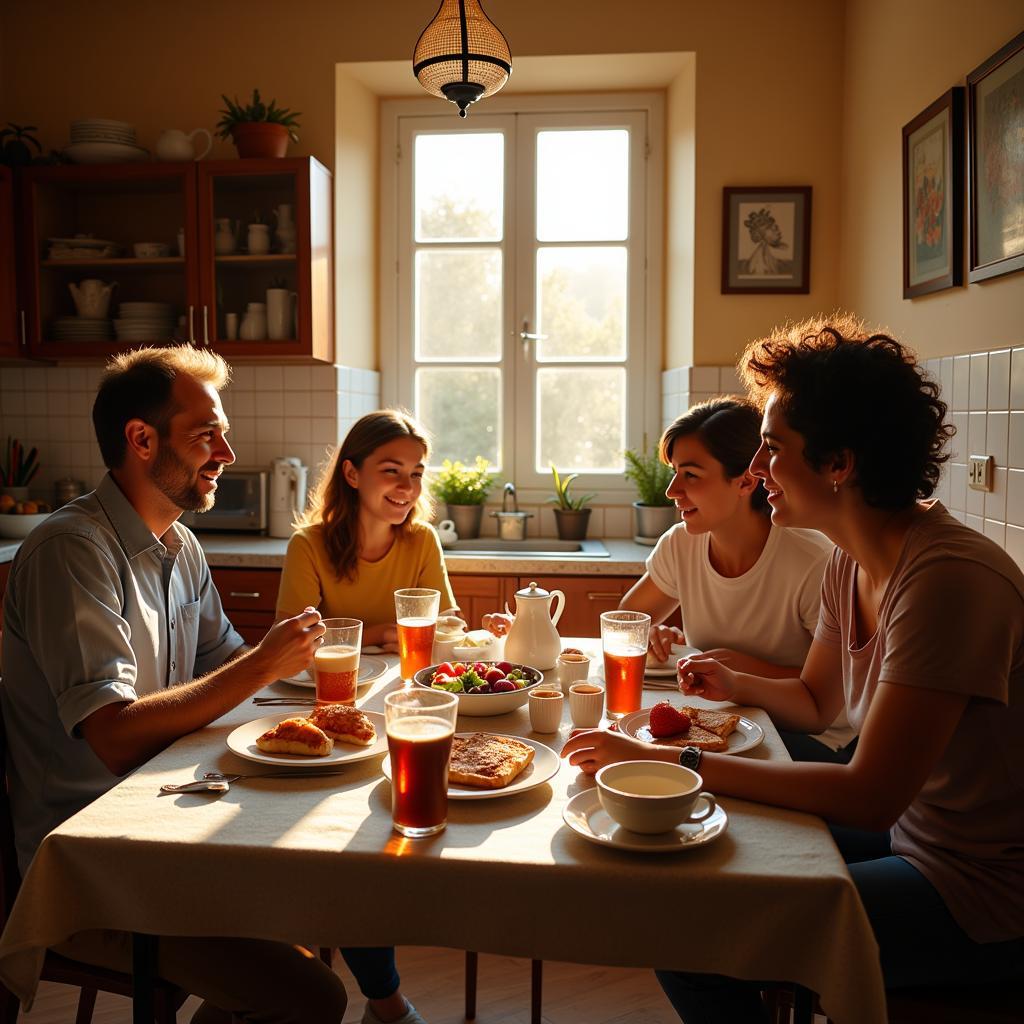 Spanish Family Enjoying Breakfast Together