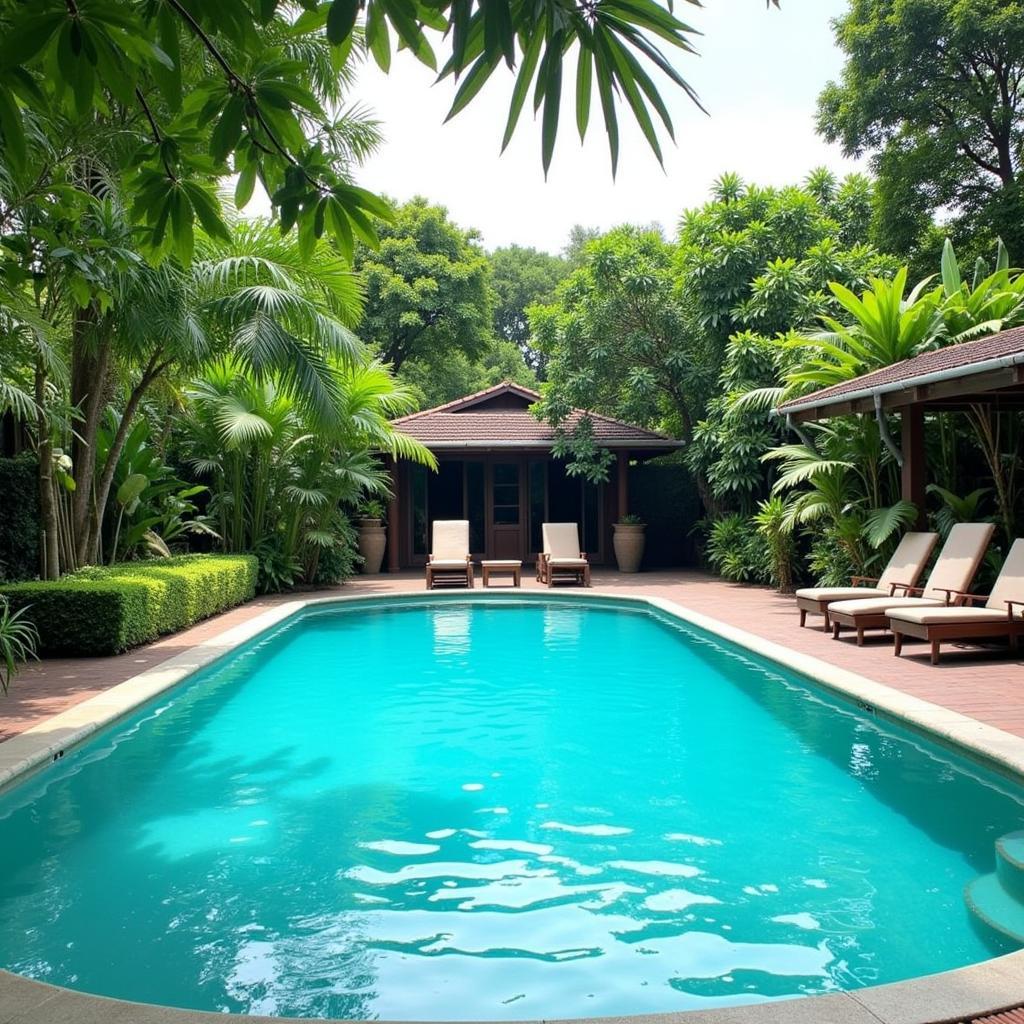 Relaxing by the pool at a Klang Selangor homestay