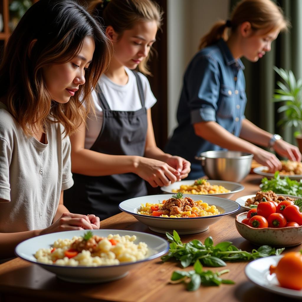 Learning to cook traditional Tawau dishes in a homestay