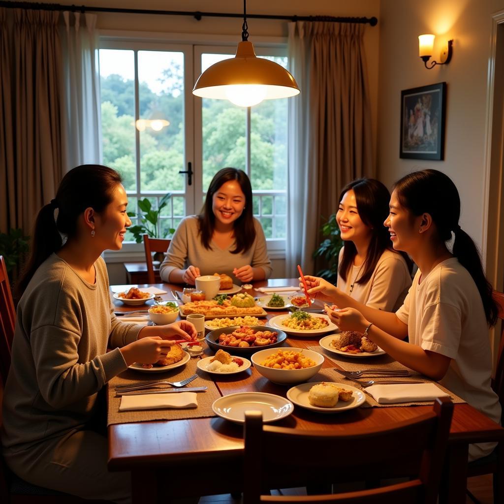 Family dinner at a homestay in Ho Chi Minh City