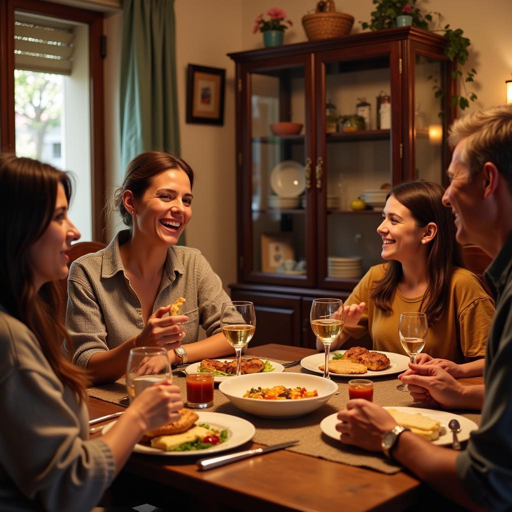 A Spanish Family Enjoying a Meal Together