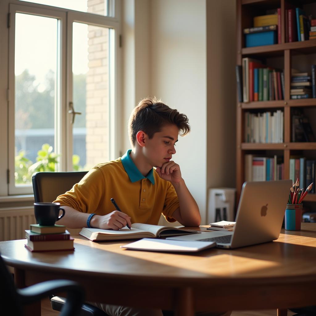 Student studying in their room in a Vancouver Burnaby homestay