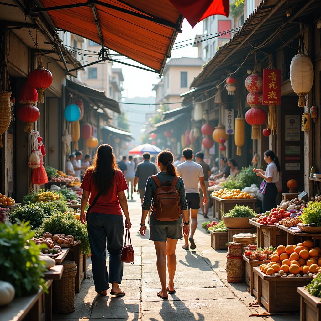 Exploring a local market near Homestay Windy Da Lat