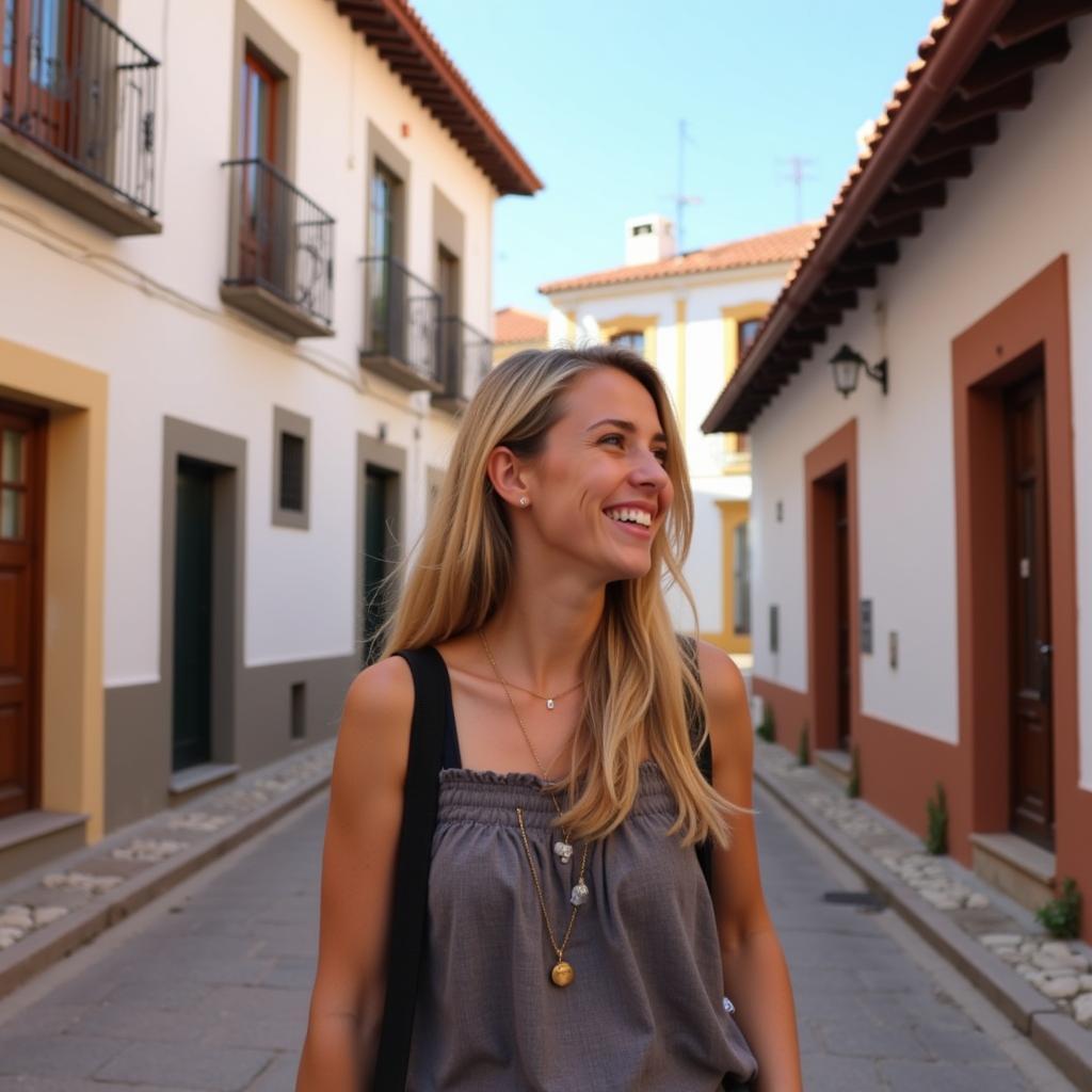 A happy me Stay in Spain guest exploring a Spanish town.