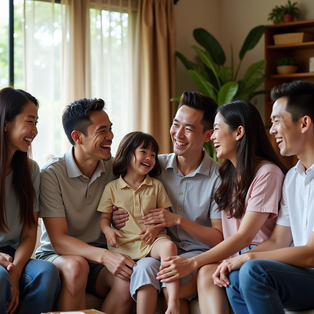 A family enjoying their stay at a house hill homestay in Selangor